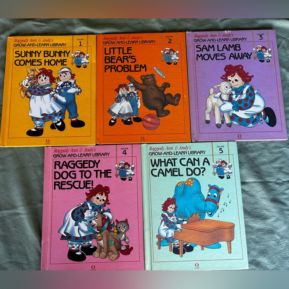 Vintage Raggedy Ann & Andy Grow-and-Learn Library Set - Children's Books